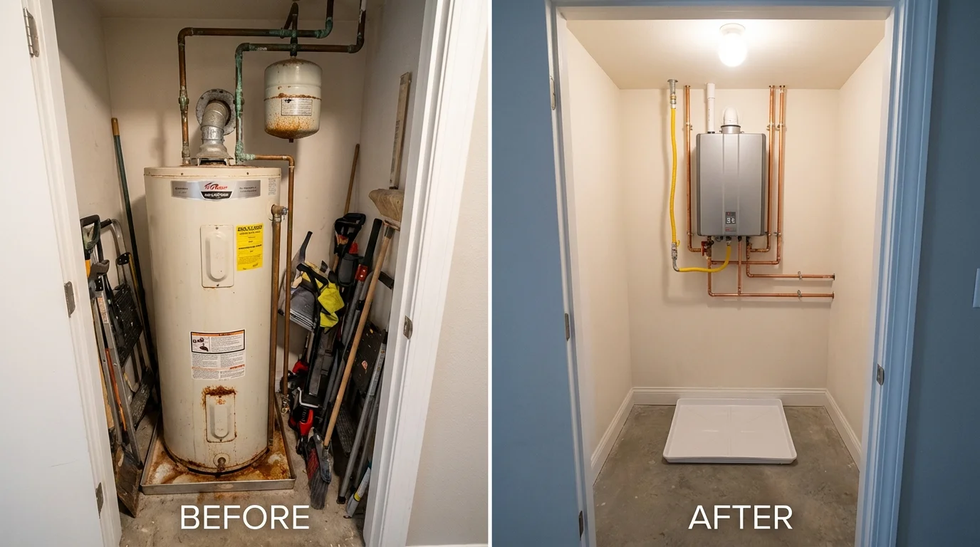 Tank water heater versus wall-mounted tankless unit comparison for Roanoke, AL homeowners